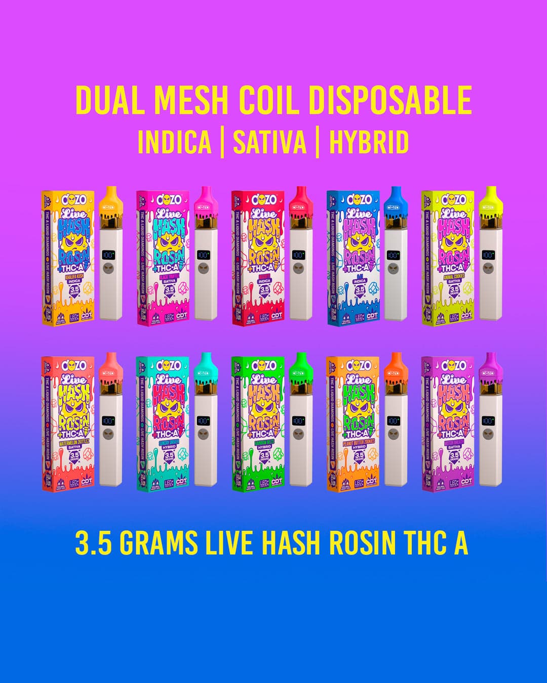 3.5g Dozo Live Hash Rosin THC-A Vape