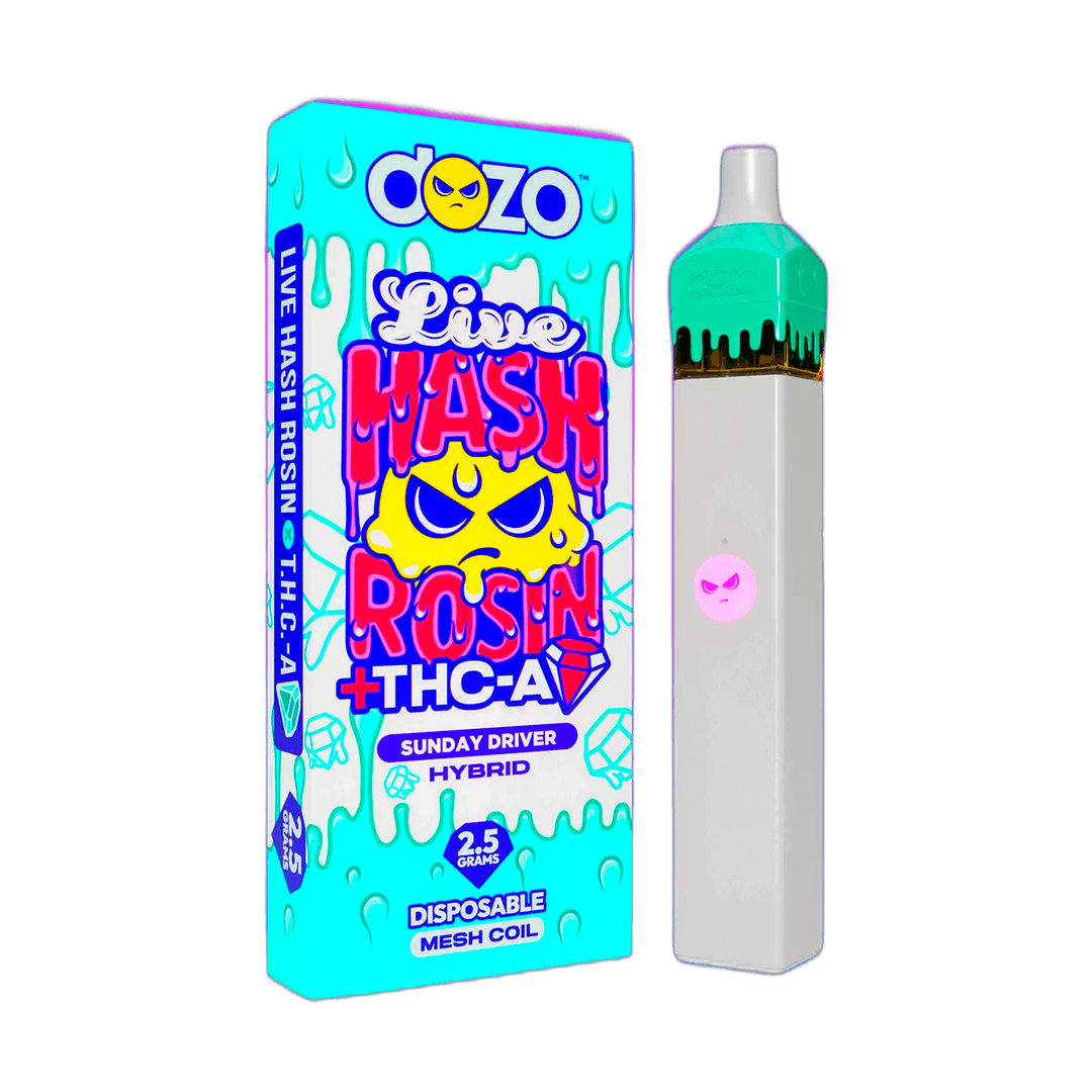 2.5g Dozo Live Hash Rosin THC-A Vape: Sunday Driver (Hybrid)