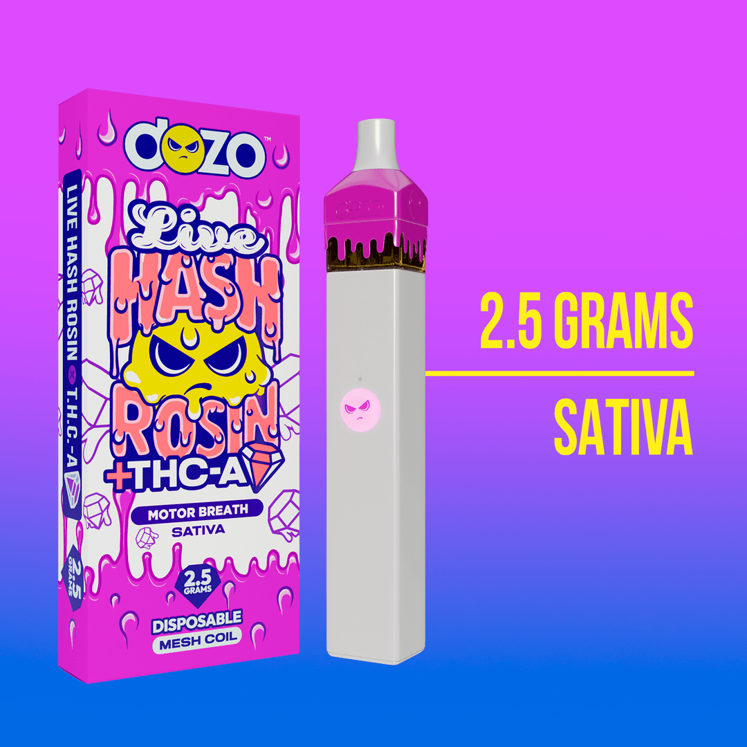 2.5g Dozo Live Hash Rosin THC-A Vape: Sunday Driver (Hybrid)