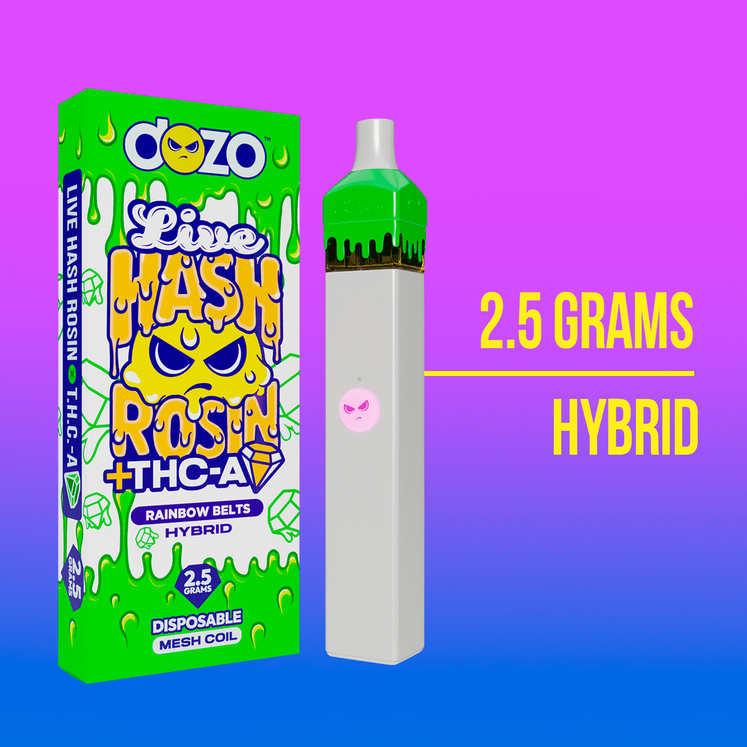 2.5g Dozo Live Hash Rosin THC-A Vape: Sunday Driver (Hybrid)