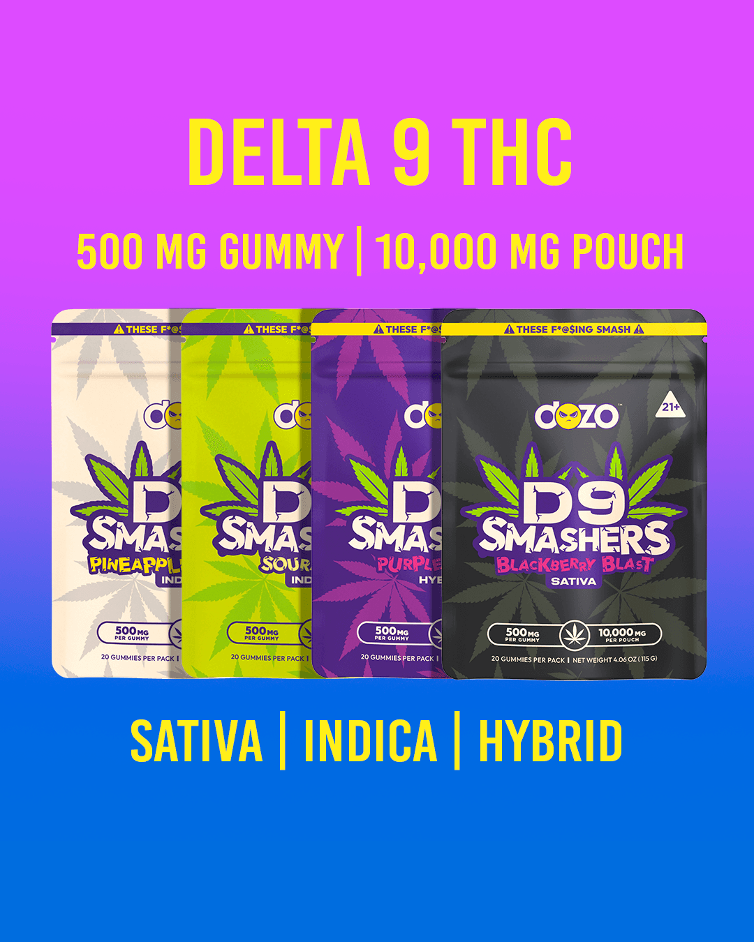 D9 Smashers Gummies | 500mg per gummy