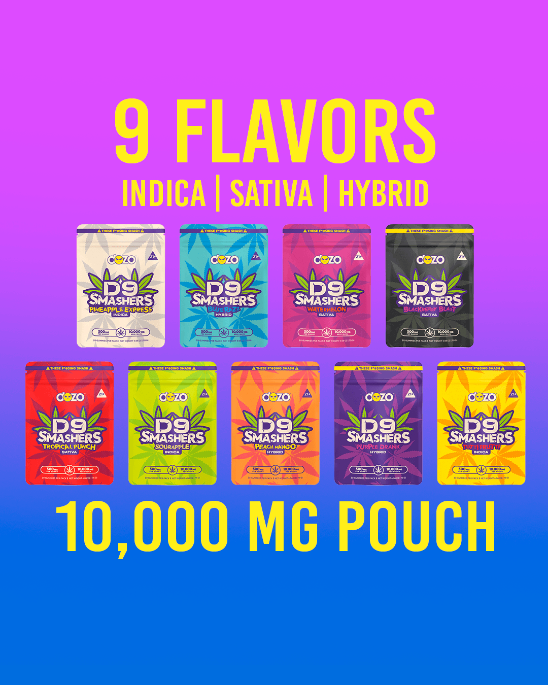 D9 Smashers Gummies | 500mg per gummy