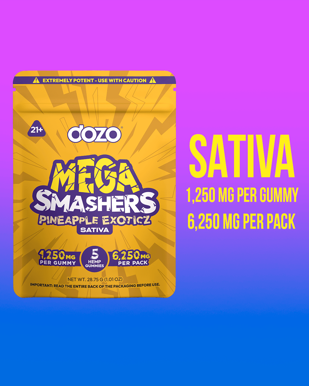 Dozo Mega Smashers – 1,250mg Ultra-Potent Gummies (5ct)