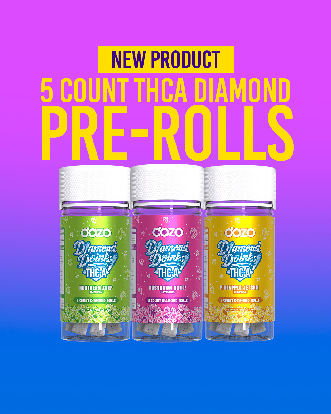 Dozo THC-A Doinks - Diamond Rolls (5ct)
