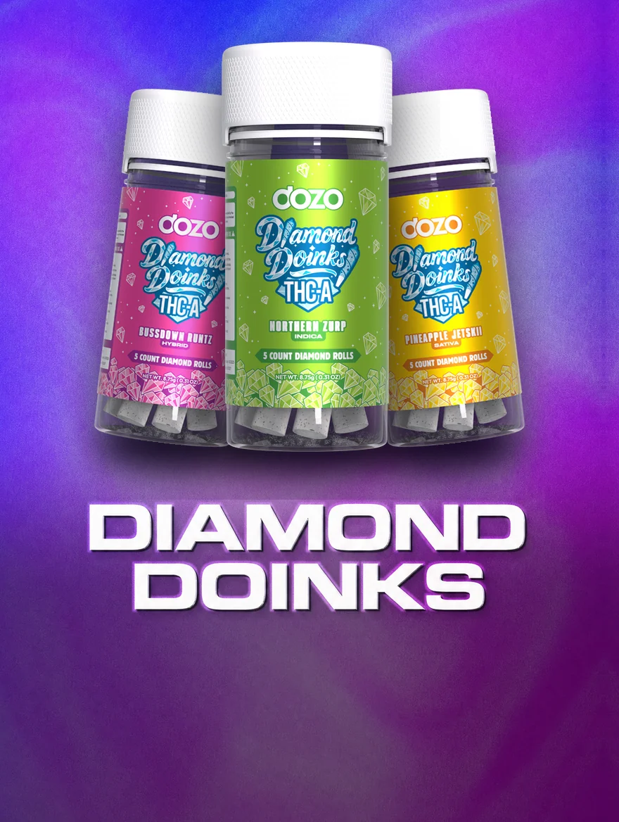 Dozo Diamond Doinks THC-A diamond rolls, 5 count jars